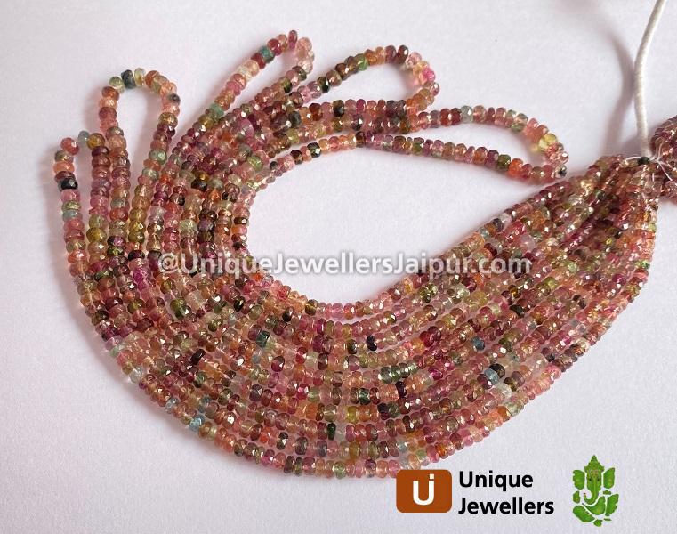 Watermelon Tourmaline Faceted Roundelle Beads